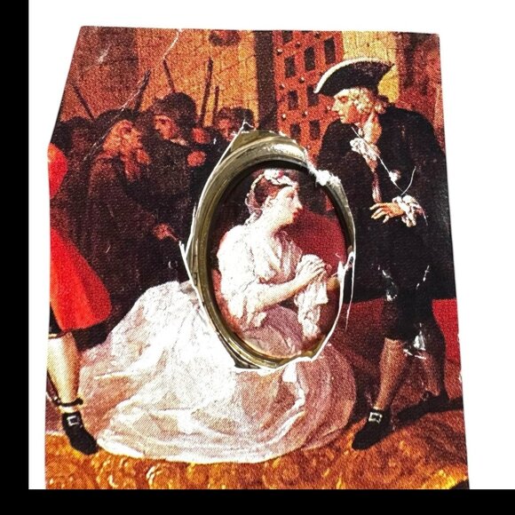 Vintage Upcycled Watch Cameo Necklace w Murano Glass & The Beggar’s Opera Scene - Picture 7 of 17